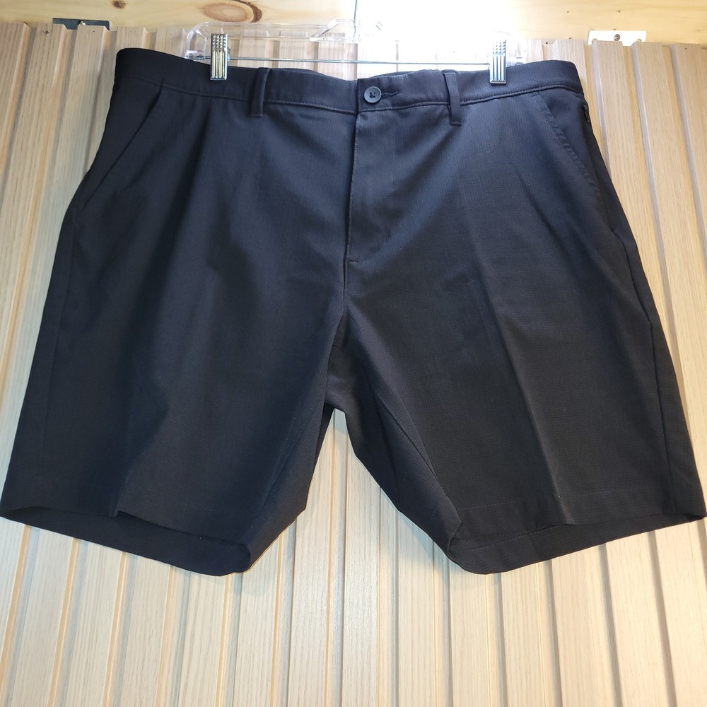 FLX Mens Performance Shorts Black Grid Stretch Golf Activewear Size 38